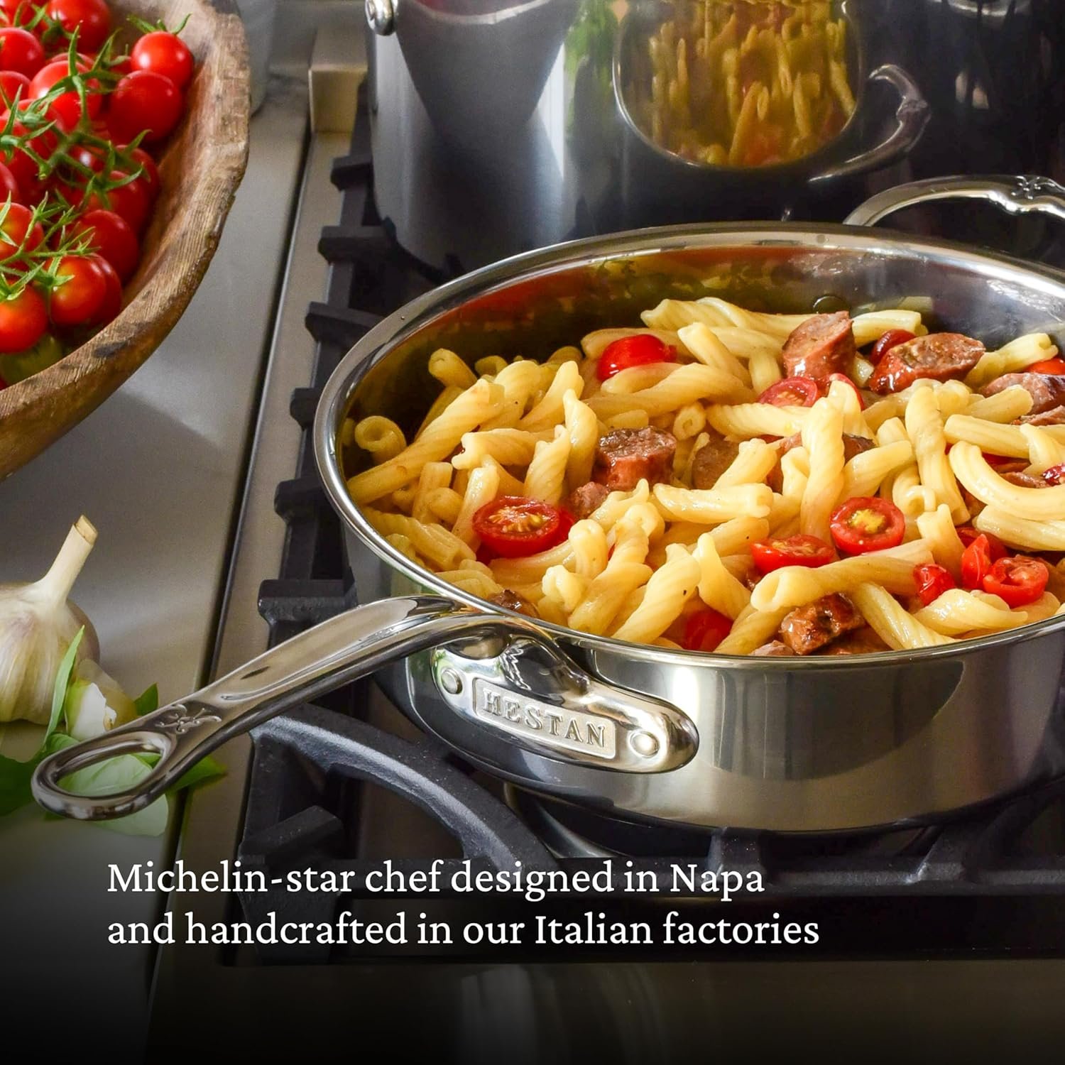 Hestan-NanoBond Sart de acero inoxidable titanio de 3.5 cuartos de galon con tapa.3