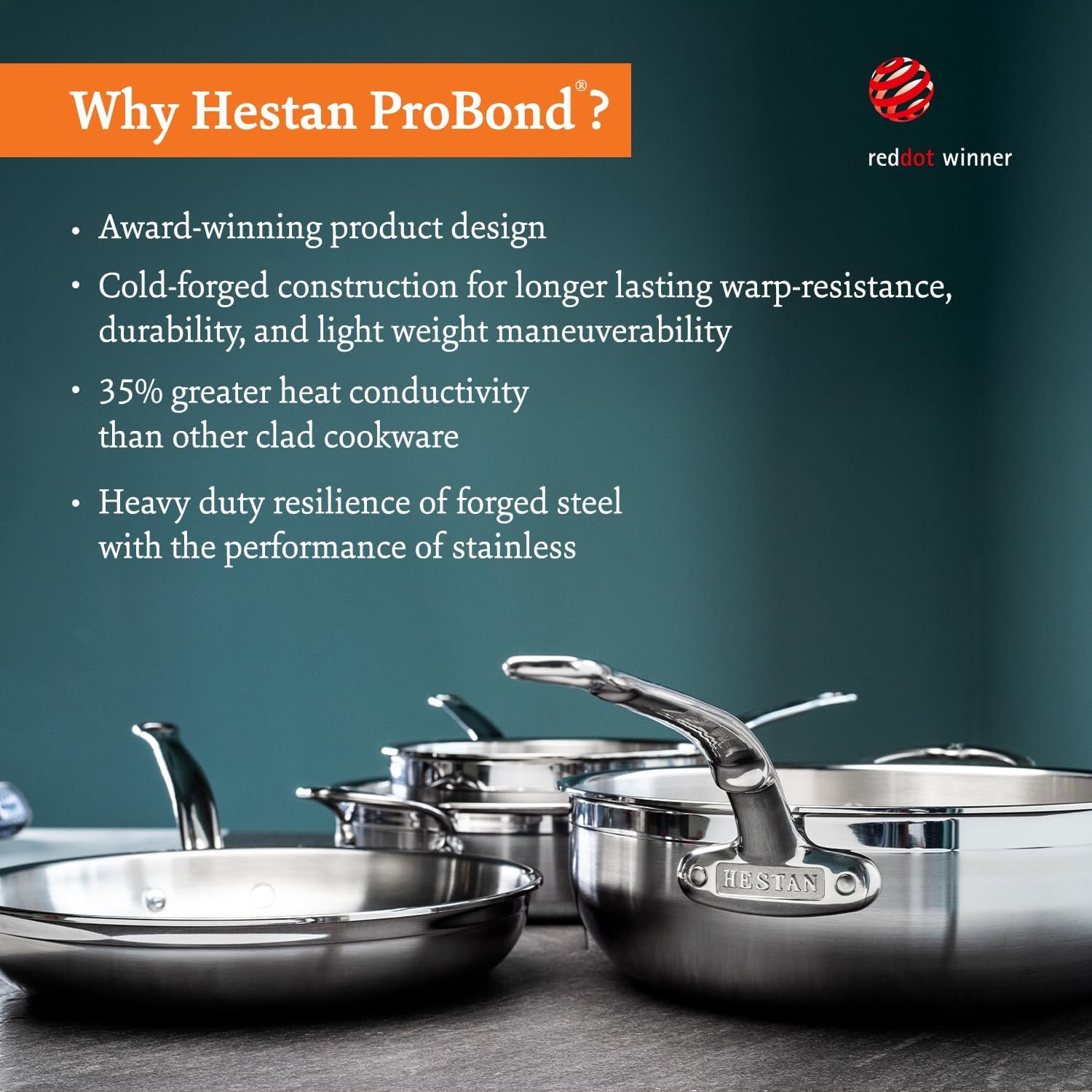 Juego de ollas Hestan sartenes de acero inoxidable Probond