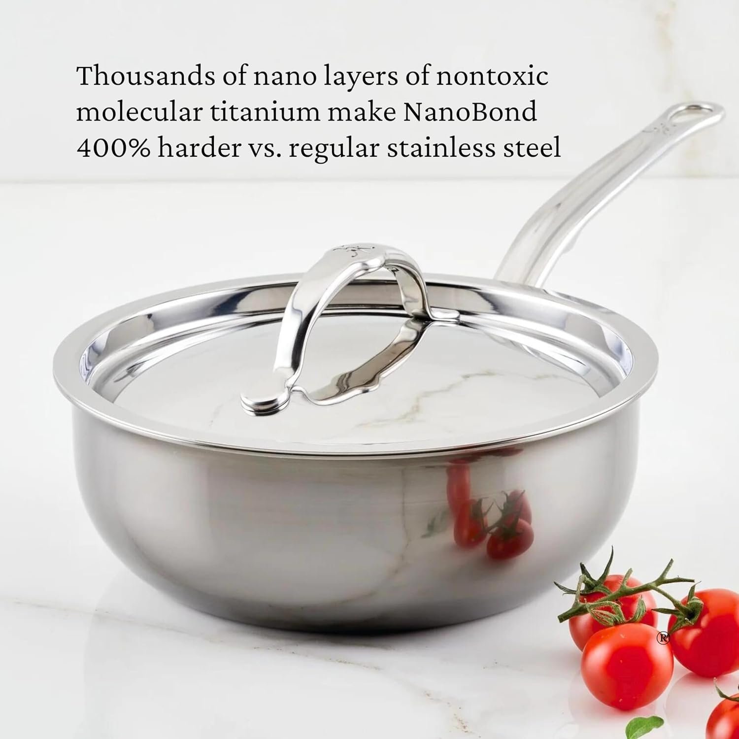 Hestan - Colección NanoBond - Sartén de acero inoxidable de titanio con tapa, 2 cuartos de galón.3