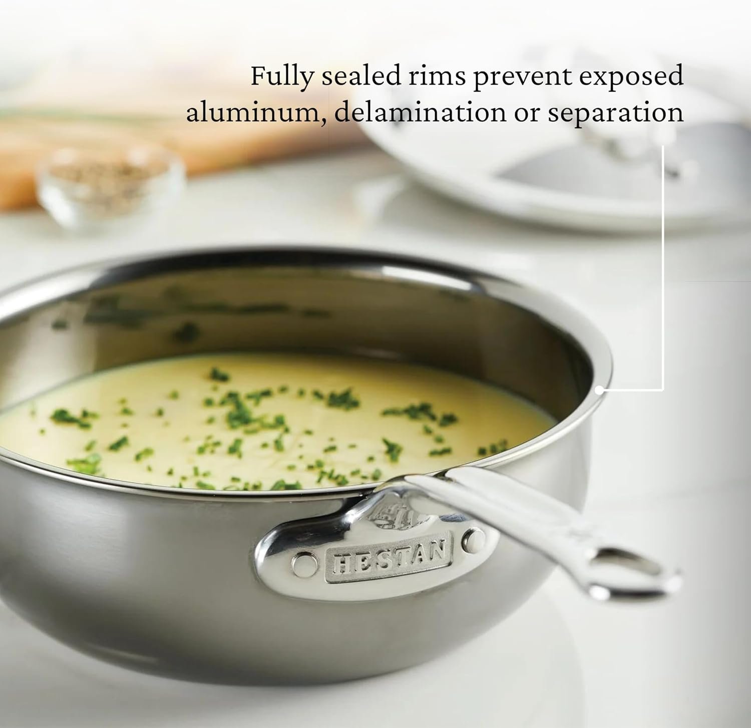 Hestan - Colección NanoBond - Sartén de acero inoxidable de titanio con tapa, 2 cuartos de galón.8