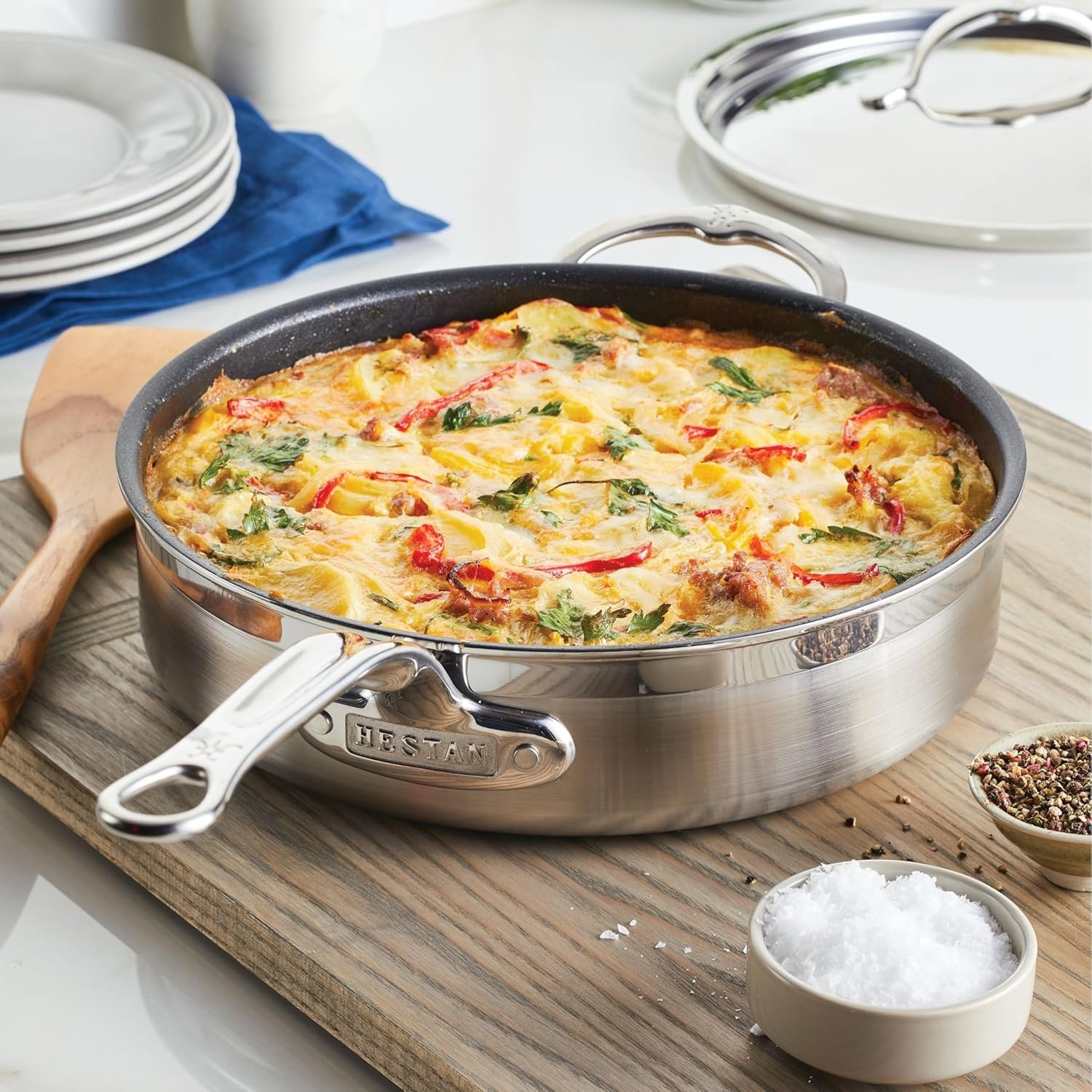 Hestan ProBond TITUM forjado - Acero inoxidable revestido profesional, antiadherente, sartén con tapa, 3.5 cuarto.1