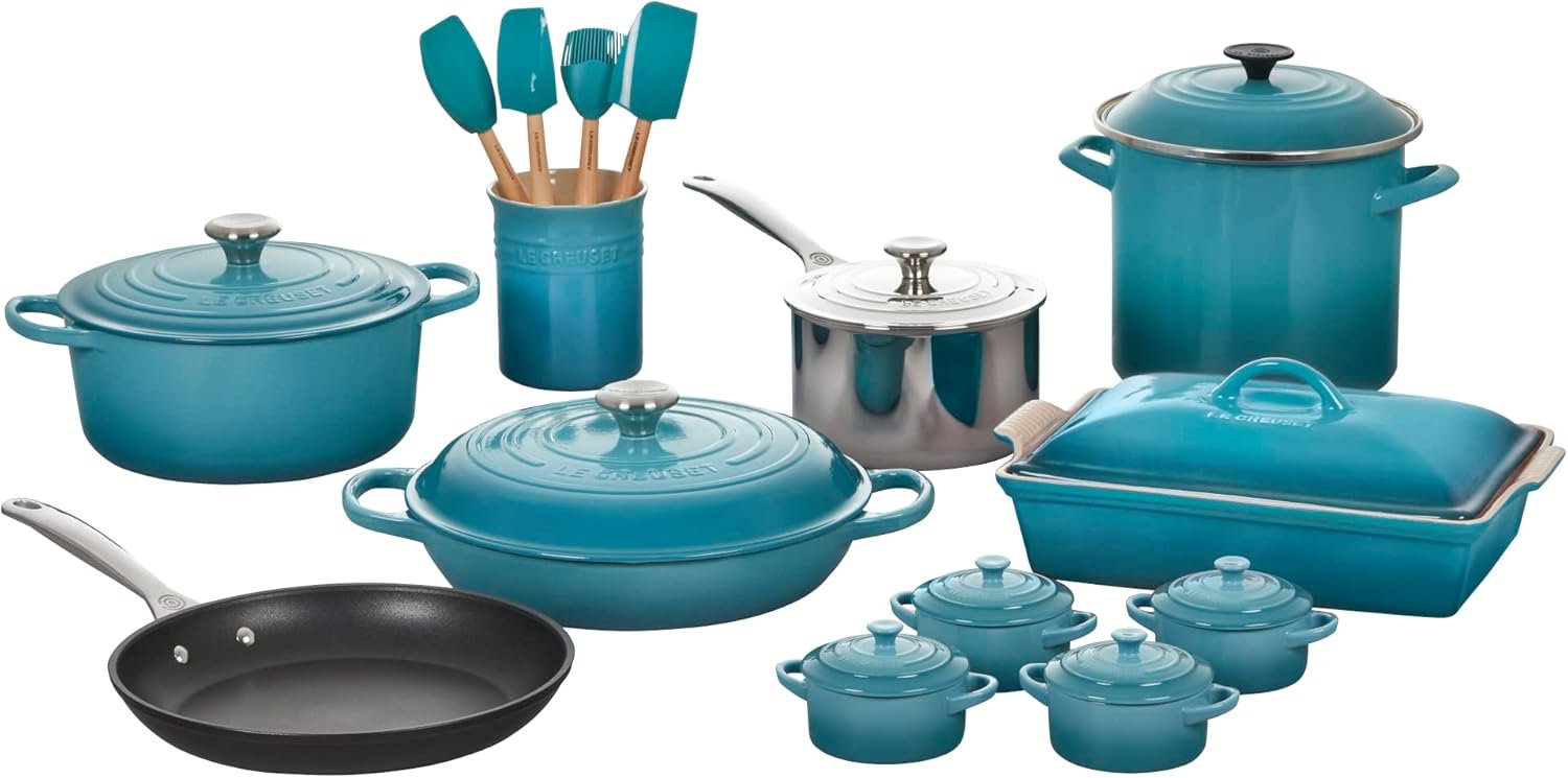 juego de ollas Le Creuset, material mixto 20 piezas color azul