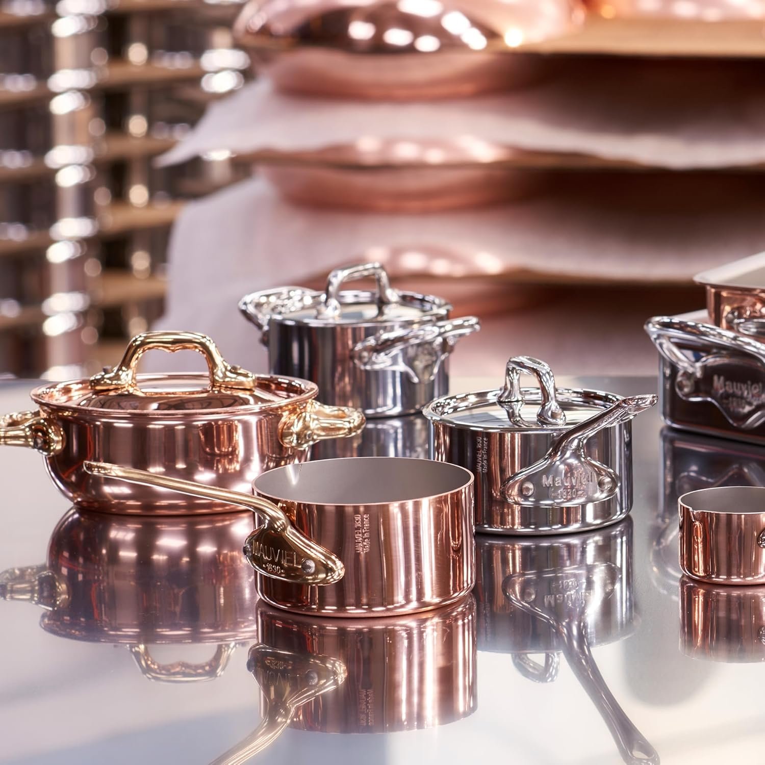 Set de Lujo de Ollas Mauviel bronce y acero inoxidaable