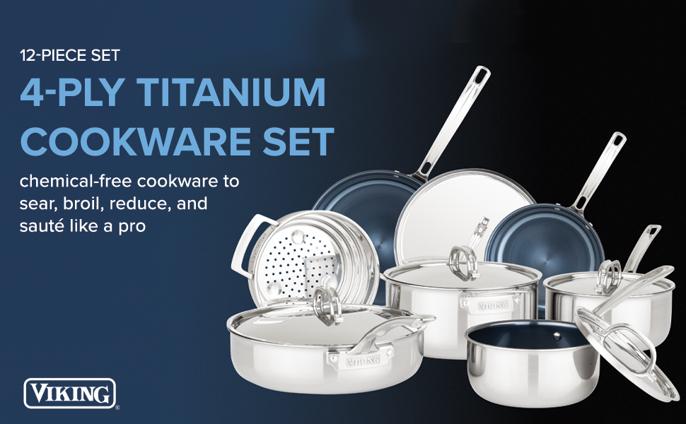 Juego de ollas Viking Titanium 4-Ply acero inoxidable profesional