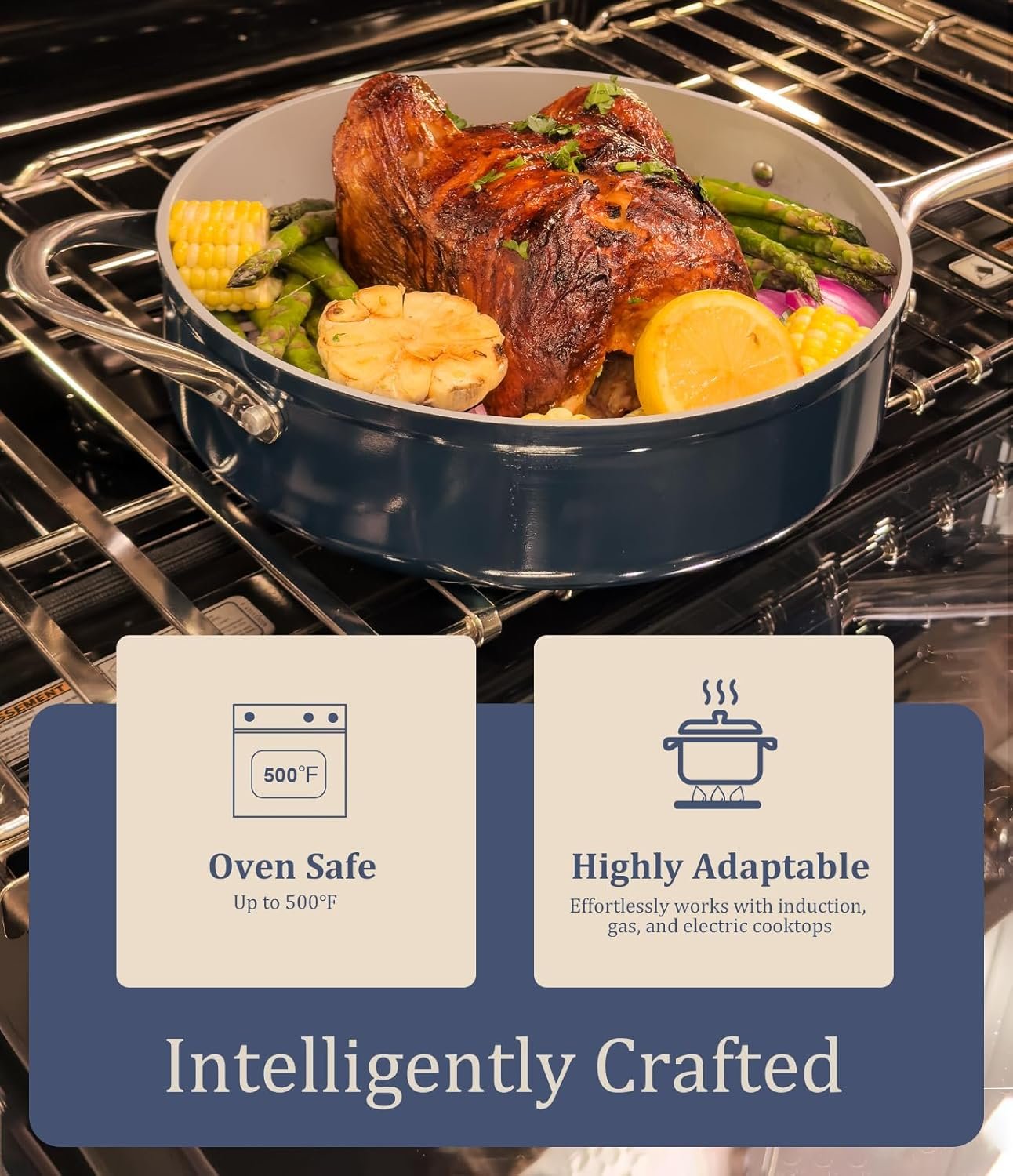 Olla Caraway, sobre cocina preparando un guiso de carne