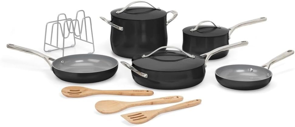 Cuisinart Culinary Collection - Juego de ollas y sartenes de 12 piezas, antiadherentes, color NEGRO.5