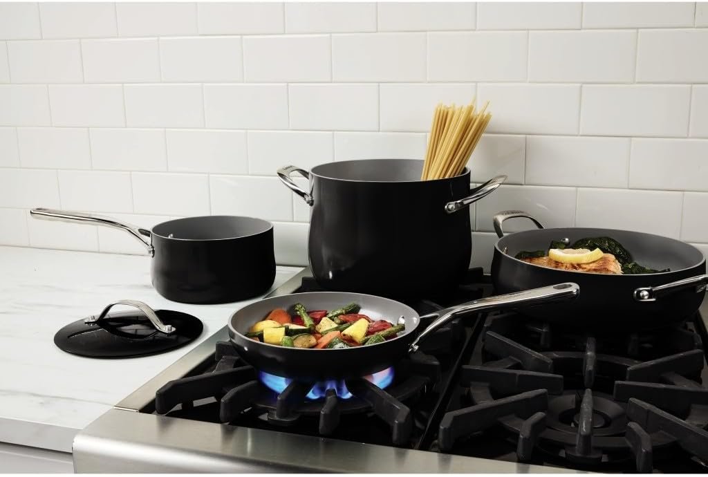 Cuisinart Culinary Collection - Juego de ollas y sartenes de 12 piezas, antiadherentes, color NEGRO.6