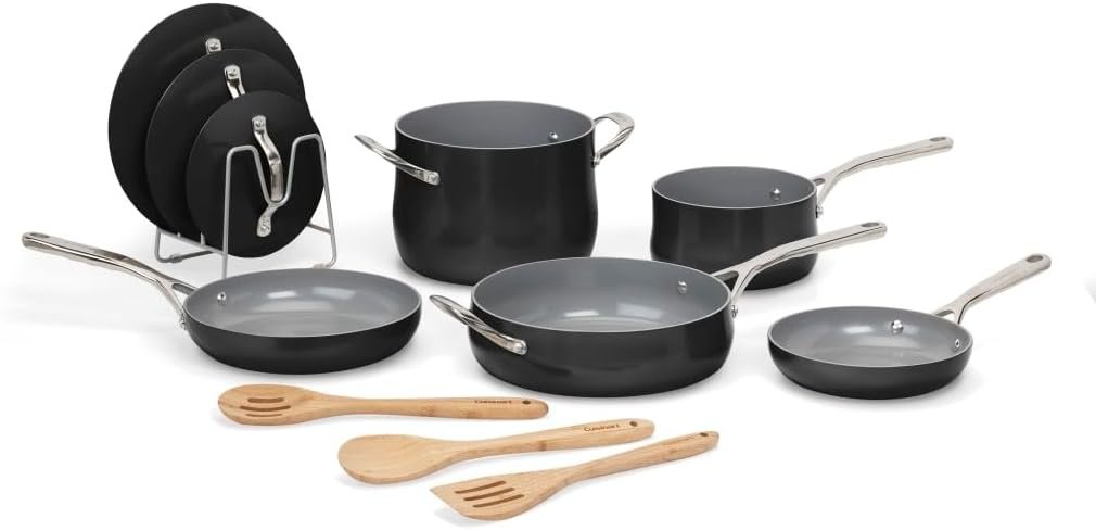 Cuisinart Culinary Collection - Juego de ollas y sartenes de 12 piezas, antiadherentes, color NEGRO.7