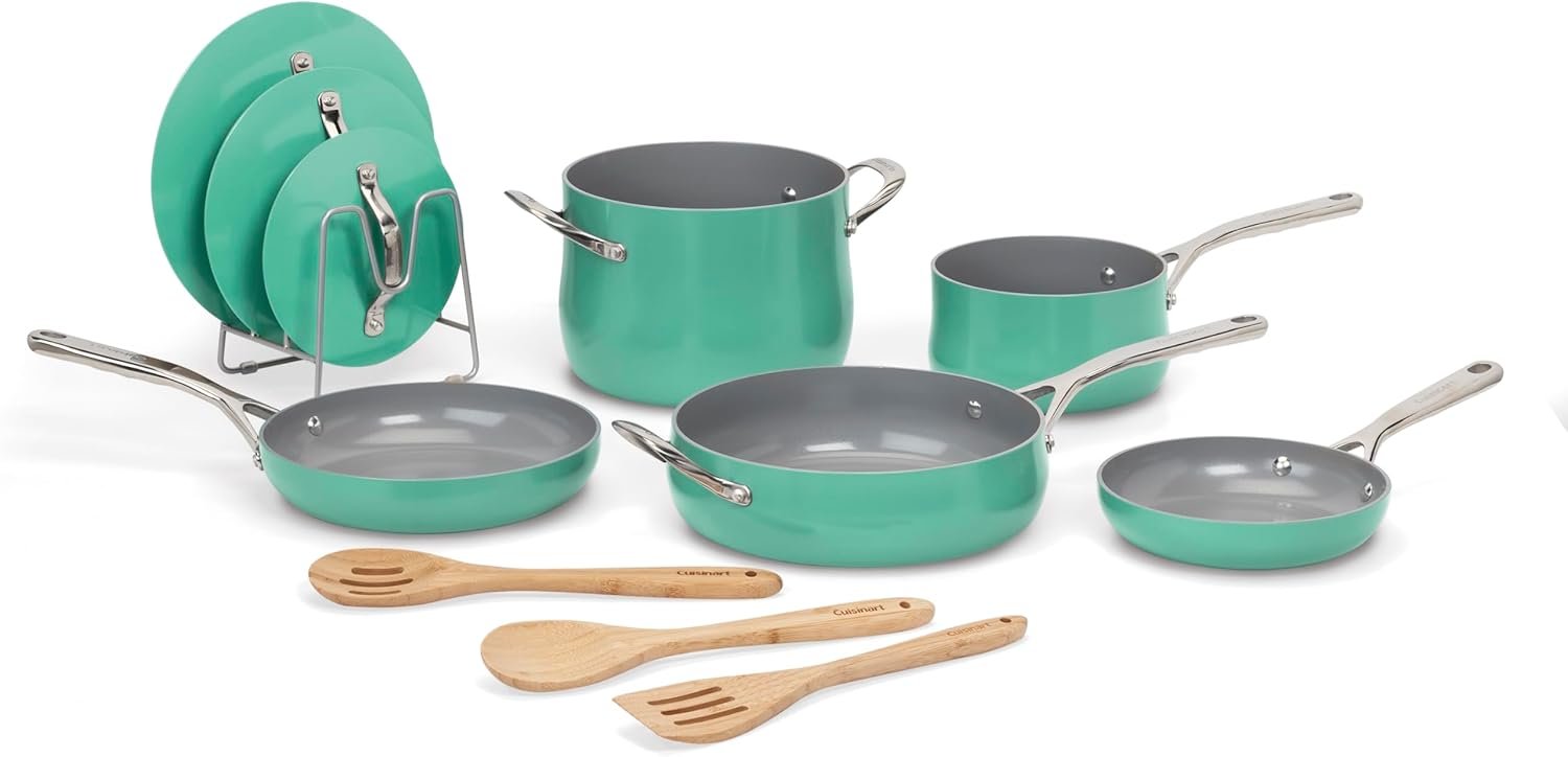 Cuisinart Culinary Collection - Juego de ollas y sartenes de 12 piezas, antiadherentes, color TURQUESA.8