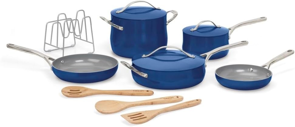 Cuisinart Culinary Collection - Juego de ollas y sartenes de 12 piezas, antiadherentes, color zafiro
