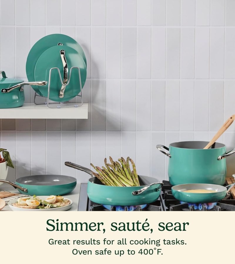 Cuisinart Culinary Collection - Juego de ollas y sartenes de 12 piezas, antiadherentes, color TURQUESA.9