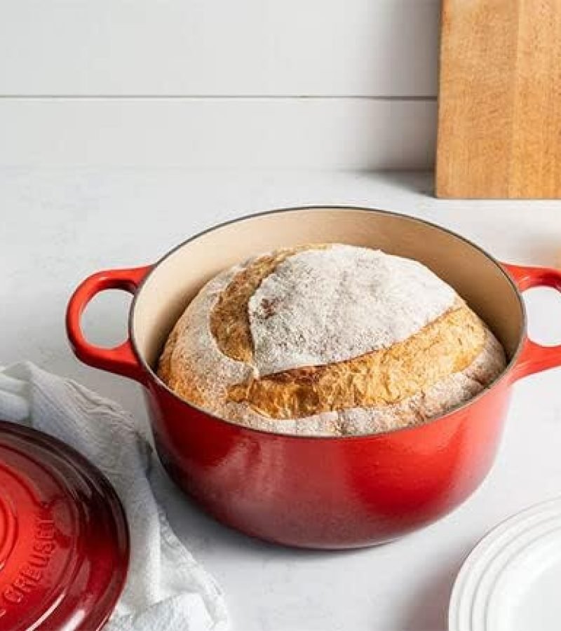 Le Creuset Horno holandés redondo de hierro fundido esmaltado con tapa, 5.5 c.6