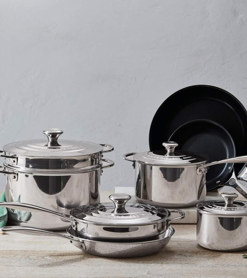 Le Creuset Juego de utensilios de cocina de acero inoxidable de tres capas, 12 piezas.2