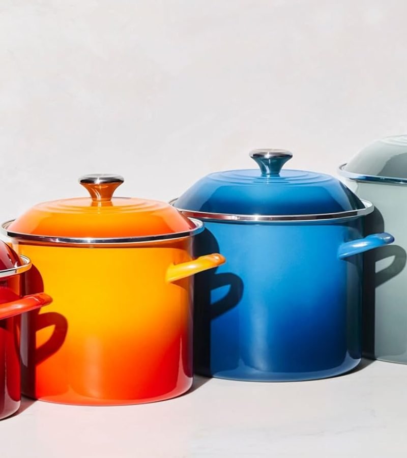 Le Creuset Olla tradicional esmaltada en acero, 16 cuartos de galón., Cerise con perilla de acero inoxidable.1