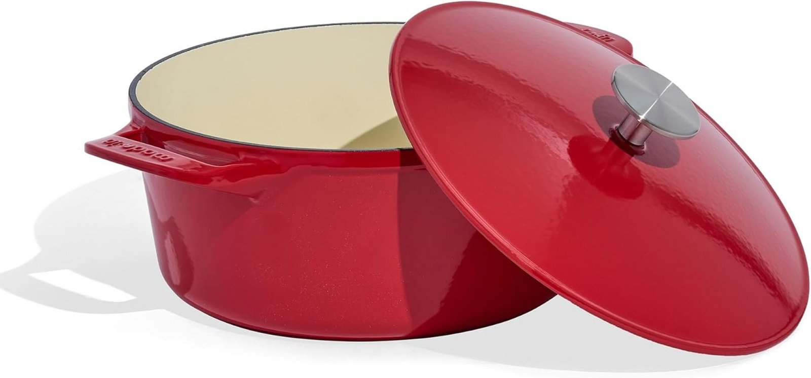 Made In Utensilios de cocina - Horno holandés de 5.5 cuartos de galón - Rojo - Hierro fundido esmaltado - Retención excepcional del calor y durabilidad -...