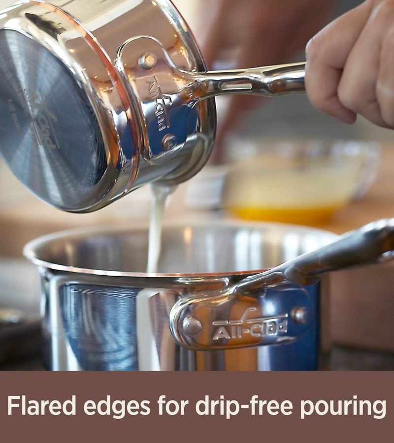 Ollas All-Clad 6403 - Cacerola con tapa de acero inoxidable con un núcleo de 5 capas, apto para lavaplatos, Acero inoxidabl.6