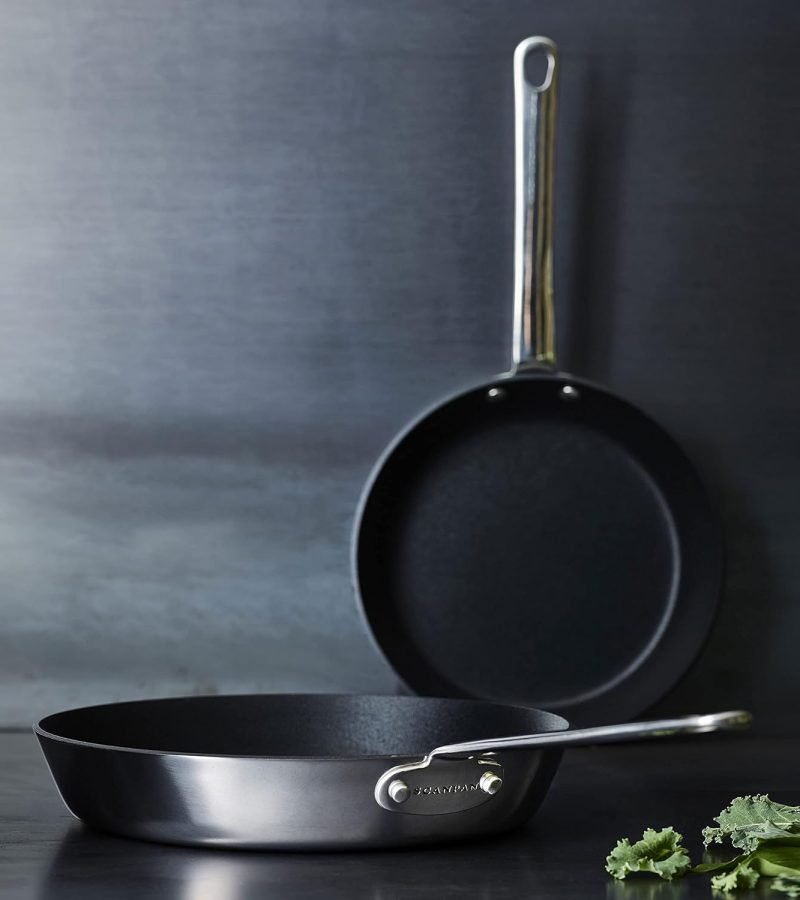 Scanpan Stratanium+ - Juego de sartenes antiadherentes de acero inoxidable de 9.5 y 11 pulgadas con tapas, Maitre .1