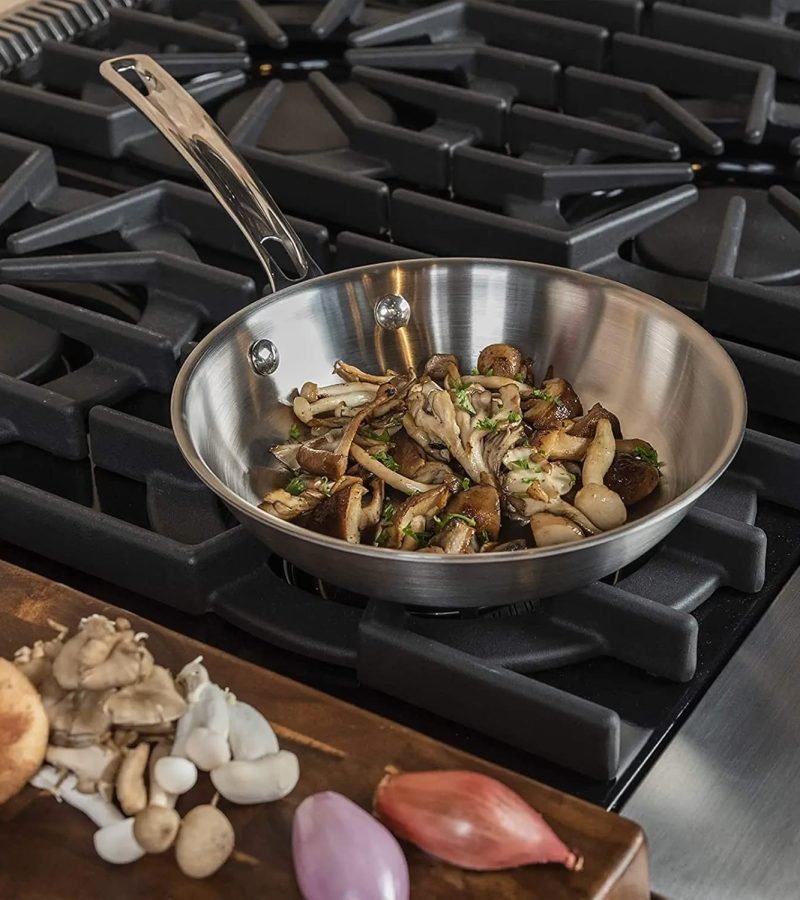 Viking Juego de ollas y sartenes de 5 capas, 10 piezas de utensilios de cocina de acero inoxidable, color plateado.13